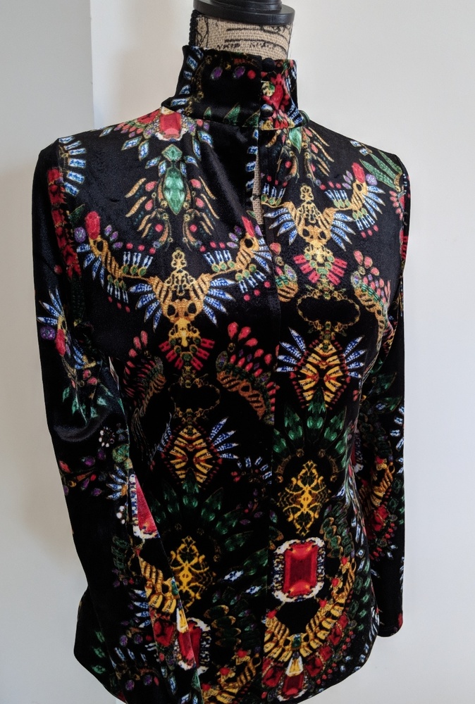 NEW Bisou Bisou velvet blouse top Size Large
